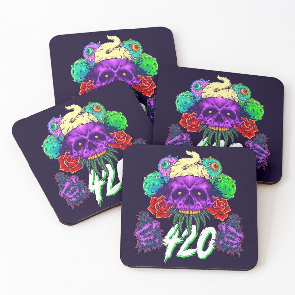 Item preview, Trippy Purple Galactic All Seeing Stoner Skull with Roses - 420 Design designed and sold by YomeHayin.