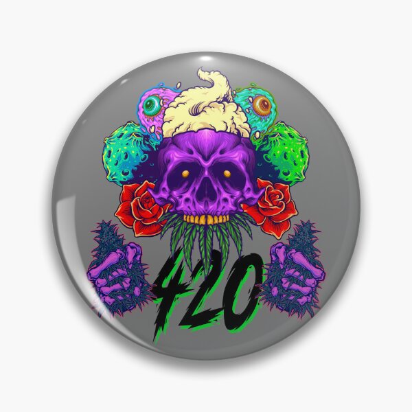 Item preview, Trippy Purple Galactic All Seeing Stoner Skull with Roses - 420 Design designed and sold by YomeHayin.
