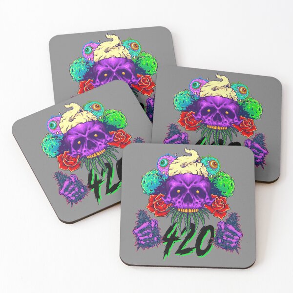 Item preview, Trippy Purple Galactic All Seeing Stoner Skull with Roses - 420 Design designed and sold by YomeHayin.