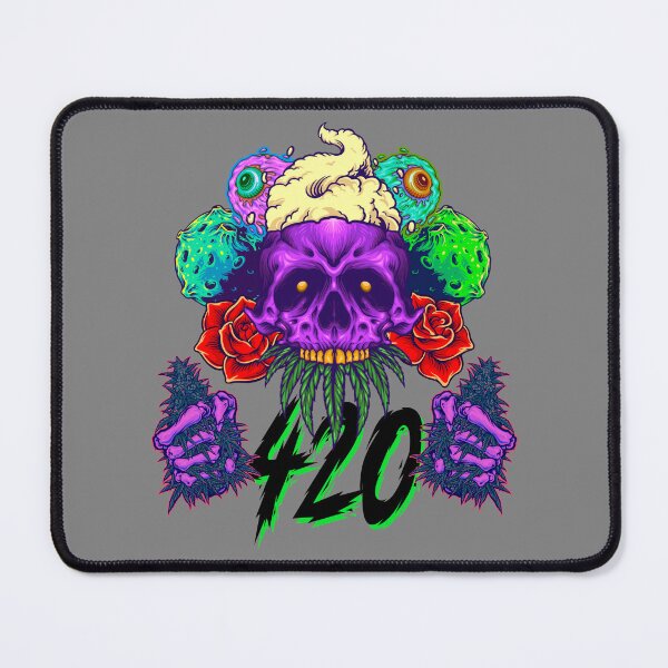 Item preview, Trippy Purple Galactic All Seeing Stoner Skull with Roses - 420 Design designed and sold by YomeHayin.
