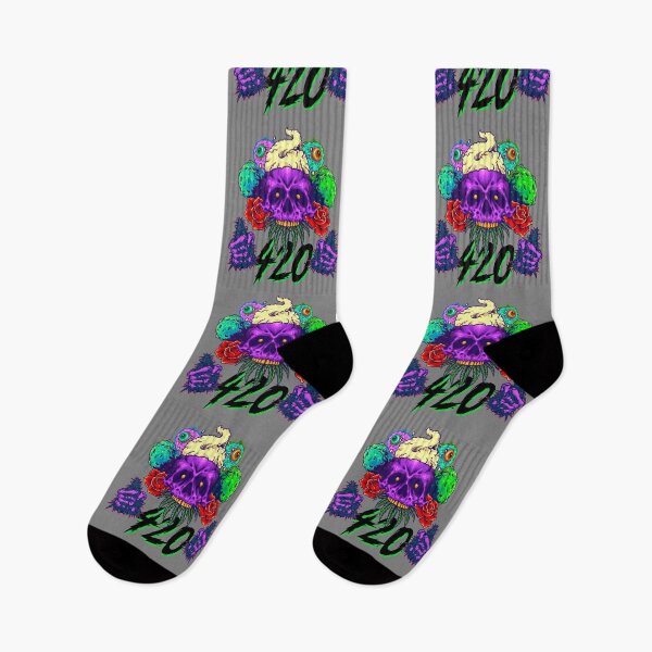 Item preview, Trippy Purple Galactic All Seeing Stoner Skull with Roses - 420 Design designed and sold by YomeHayin.