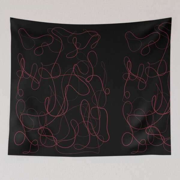 Item preview, Red Scribble Doodle Abstract Art Painting Decor Minimalist Lines Line Drawing Calligraphy Swirl designed and sold by hopecope.