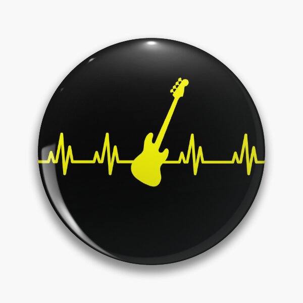 Item preview, Yellow EKG Heart Beat Bass Guitar designed and sold by PS100Art.
