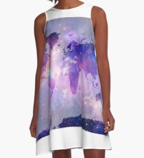 Weltkarte A-Linien Kleid