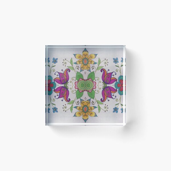 Aperçu de l'œuvre Tuile mosaïque florale multicolore | décor bohème créée et vendue par NathBros.