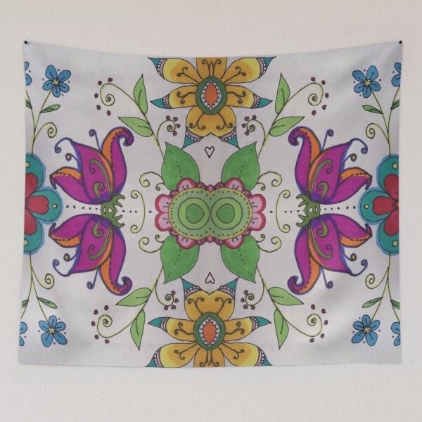 Aperçu de l'œuvre Tuile mosaïque florale multicolore | décor bohème créée et vendue par NathBros.