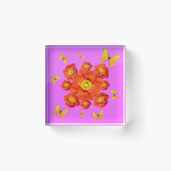 Item preview,  ORANGE POPPY FLOWERS GARDEN YELLOW BUTTERFLIE PINK ART designed and sold by sharlesart.