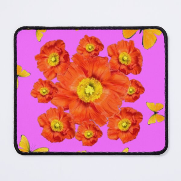 Item preview, ORANGE POPPY FLOWERS GARDEN YELLOW BUTTERFLIE PINK ART designed and sold by sharlesart.