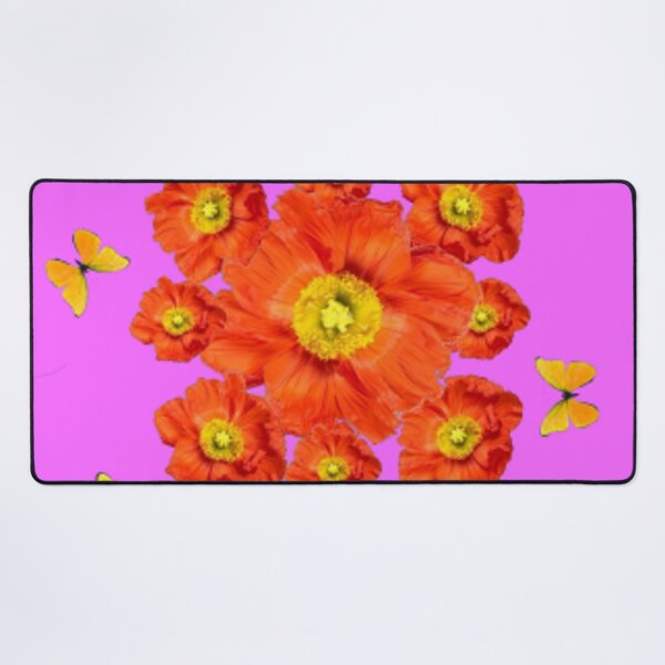 Item preview, ORANGE POPPY FLOWERS GARDEN YELLOW BUTTERFLIE PINK ART designed and sold by sharlesart.