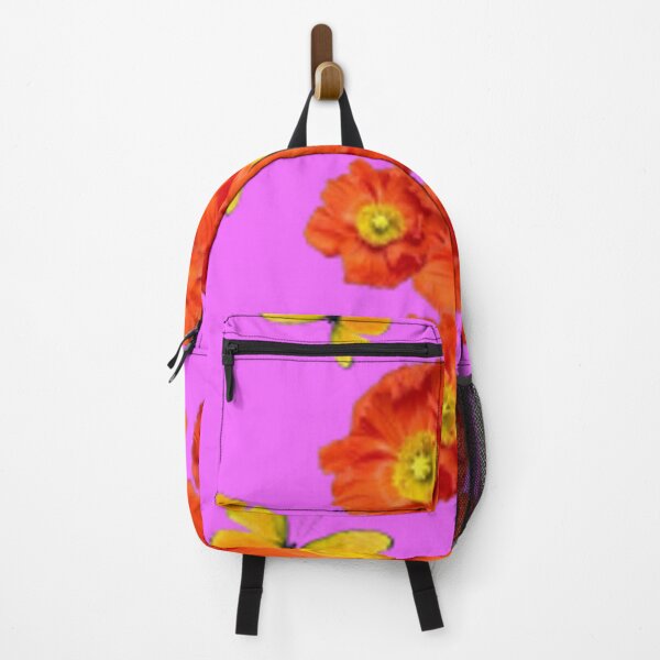 Item preview, ORANGE POPPY FLOWERS GARDEN YELLOW BUTTERFLIE PINK ART designed and sold by sharlesart.