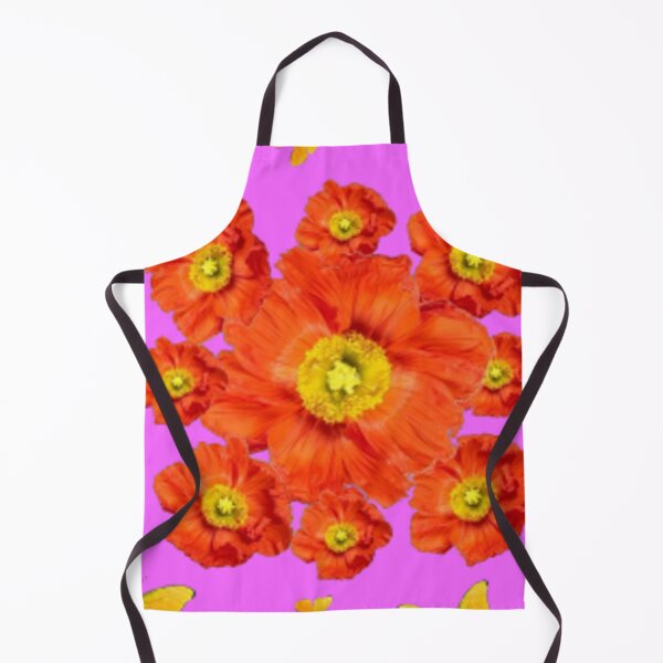 Item preview, ORANGE POPPY FLOWERS GARDEN YELLOW BUTTERFLIE PINK ART designed and sold by sharlesart.