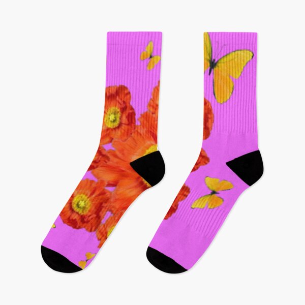 Item preview,  ORANGE POPPY FLOWERS GARDEN YELLOW BUTTERFLIE PINK ART designed and sold by sharlesart.