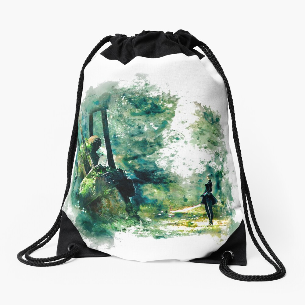 Nier Automata Painting Drawstring Bag