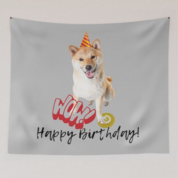 Item preview, Shiba Inu Dog Happy Birthday! designed and sold by BronikowskiART.