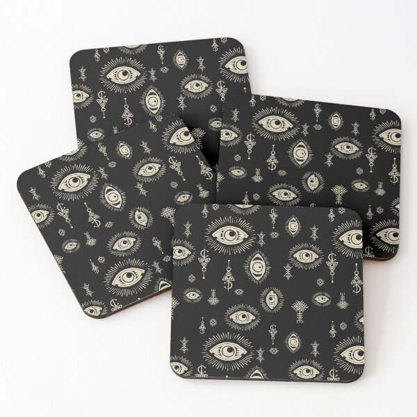 Item preview, Black and beige eye ethnic berber symbol pattern designed and sold by ILOVECHIWAWA.