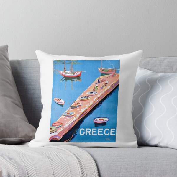 Item preview, 1948 GREECE Aegean Island Jetty Travel Poster designed and sold by retrographics.
