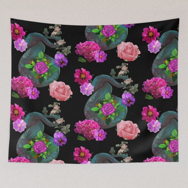 Item preview, Boa Constrictor With Purple & Pink Flowers Design designed and sold by EarthArtDesigns.