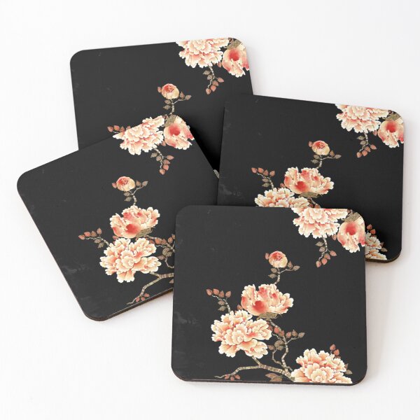 Item preview, Peonies vintage art enhanced Japanese style watercolour designed and sold by Corinne Alexa Jackson.