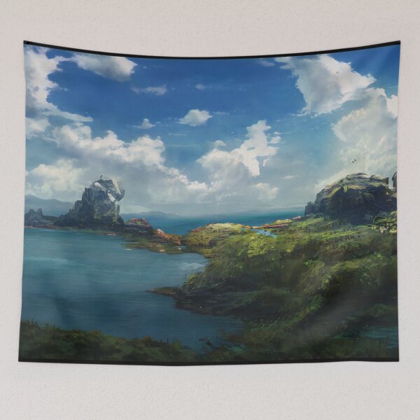 Item preview, Landscape Image Photo Rock Peninsula Clouds Water Digital Art  designed and sold by glitchman2.