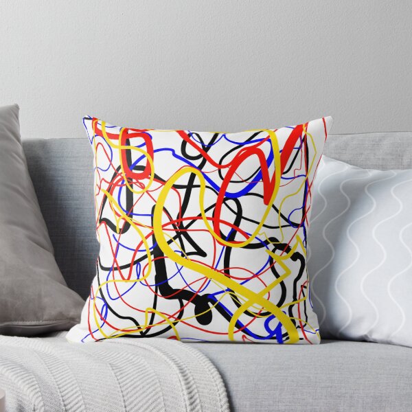 Item preview, Mondrian Inspired Art Painting Doodle Sketch Abstract Modern Minimalist Bright Colorful Red Blue Yellow Calligraphy Scribble designed and sold by hopecope.