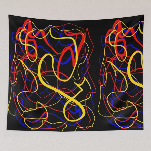 Item preview, Mondrian Inspired Art Painting Doodle Sketch Abstract Modern Minimalist Bright Colorful Red Blue Yellow Calligraphy Scribble designed and sold by hopecope.