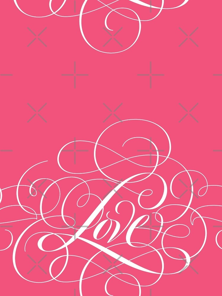 Ornately Flourished 'Love' Calligraphy Script Hand Lettering for Valentine Pink by 26-Characters