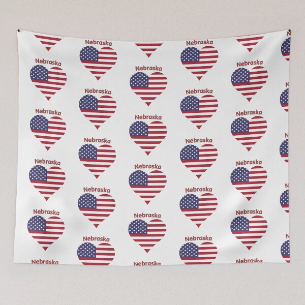 Item preview, Nebraska American Flag Heart designed and sold by Queen1120.