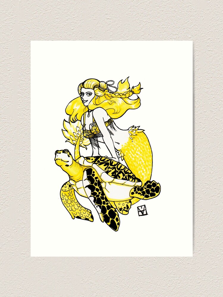 Alternate view of Mermaid & Turtle Art Print