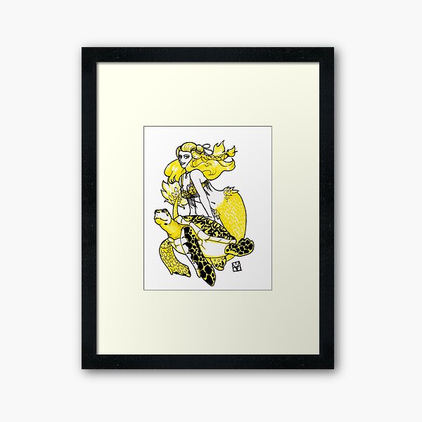 Mermaid & Turtle Framed Art Print