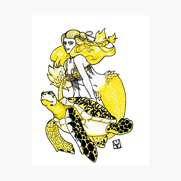 Mermaid & Turtle Photographic Print