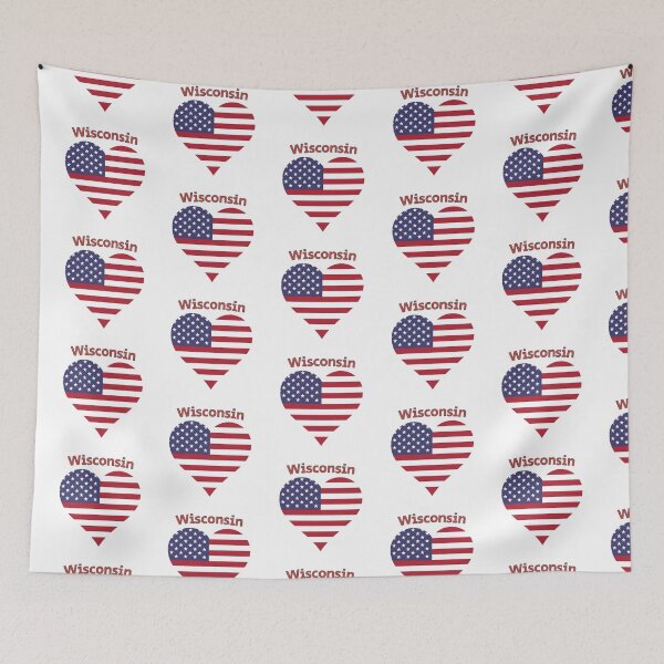 Item preview, Wisconsin American Flag Heart designed and sold by Queen1120.