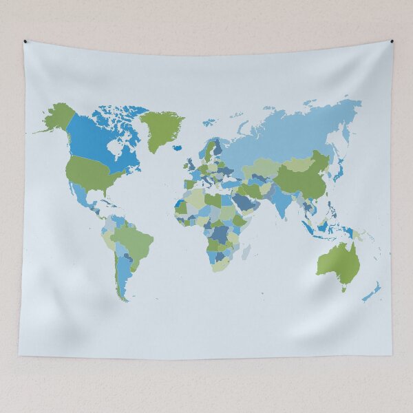 Item preview, World Map in Blue and Green designed and sold by UrbanEpiphany.