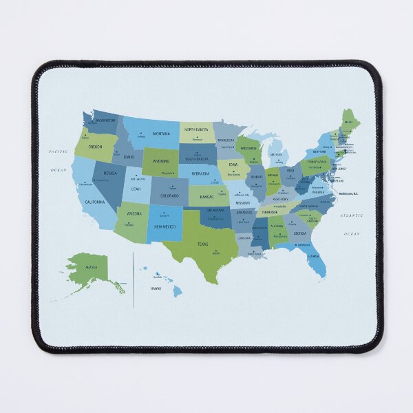 Item preview, US Map in Blue and Green designed and sold by UrbanEpiphany.