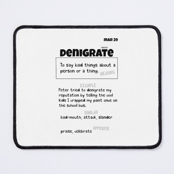 Item preview, March 29 Denigrate designed and sold by Square Root of Squid.