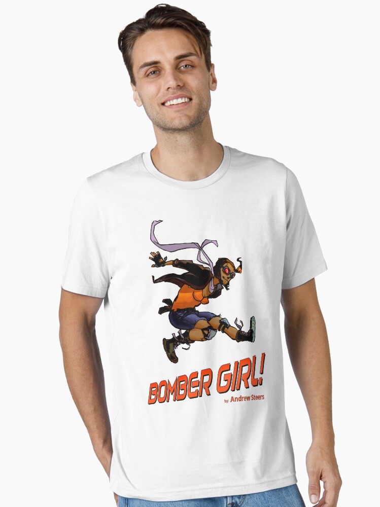 Thumbnail 1 of 7, Essential T-Shirt, BOMBER GIRL ACTION designed and sold by AndrewSteers.