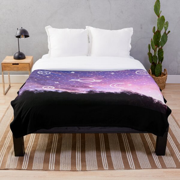 Aesthetic Tumblr Sunset Galaxy Doodle Throw Blanket