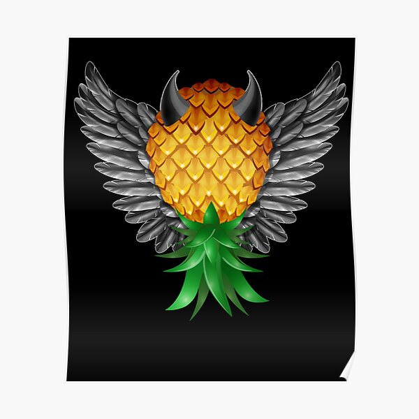 Swinger Upside Down Bad Pineapple Black Devil Horn Wings Poster For