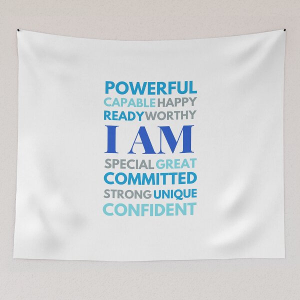 Item preview, I Am Affirmation quotes in shades of blue designed and sold by wildpiksel.