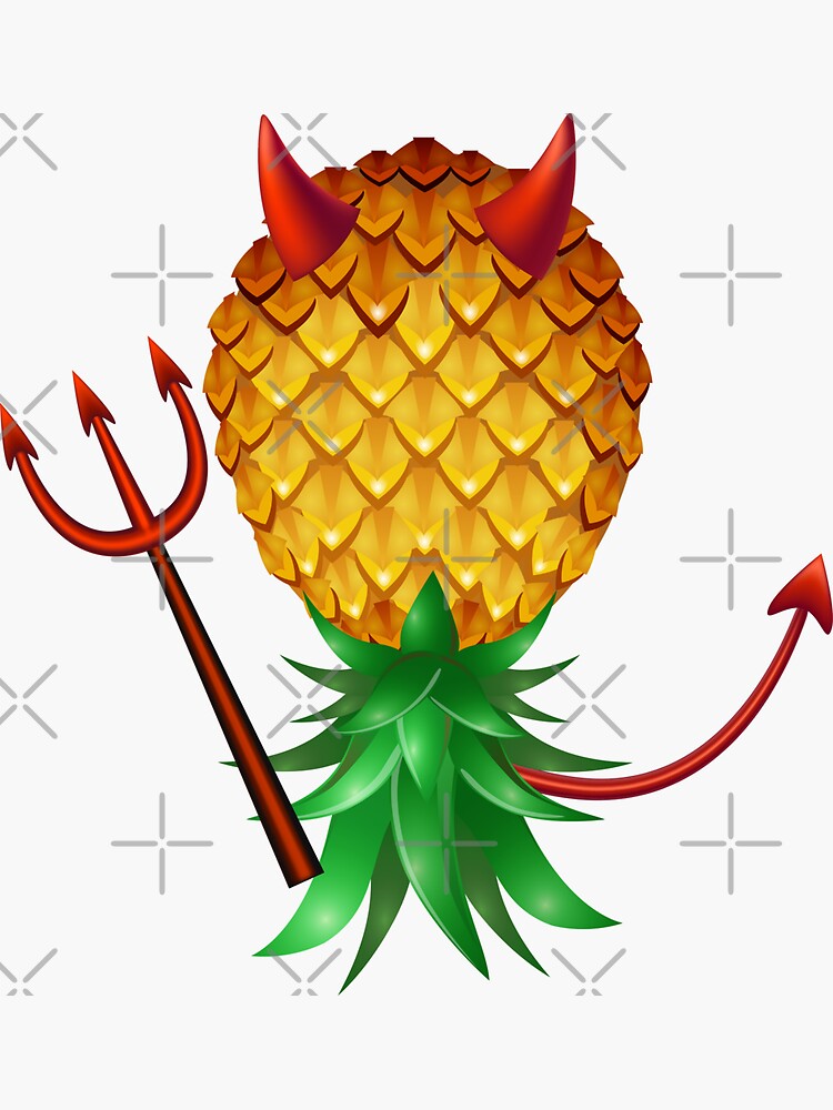 Swinger Upside Down Evil Pineapple Devil Horn With Fork Sticker For