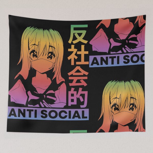 Item preview, Anti Social Anime Girl Colorful Rainbow Retro Vintage designed and sold by Sumner Brooks.