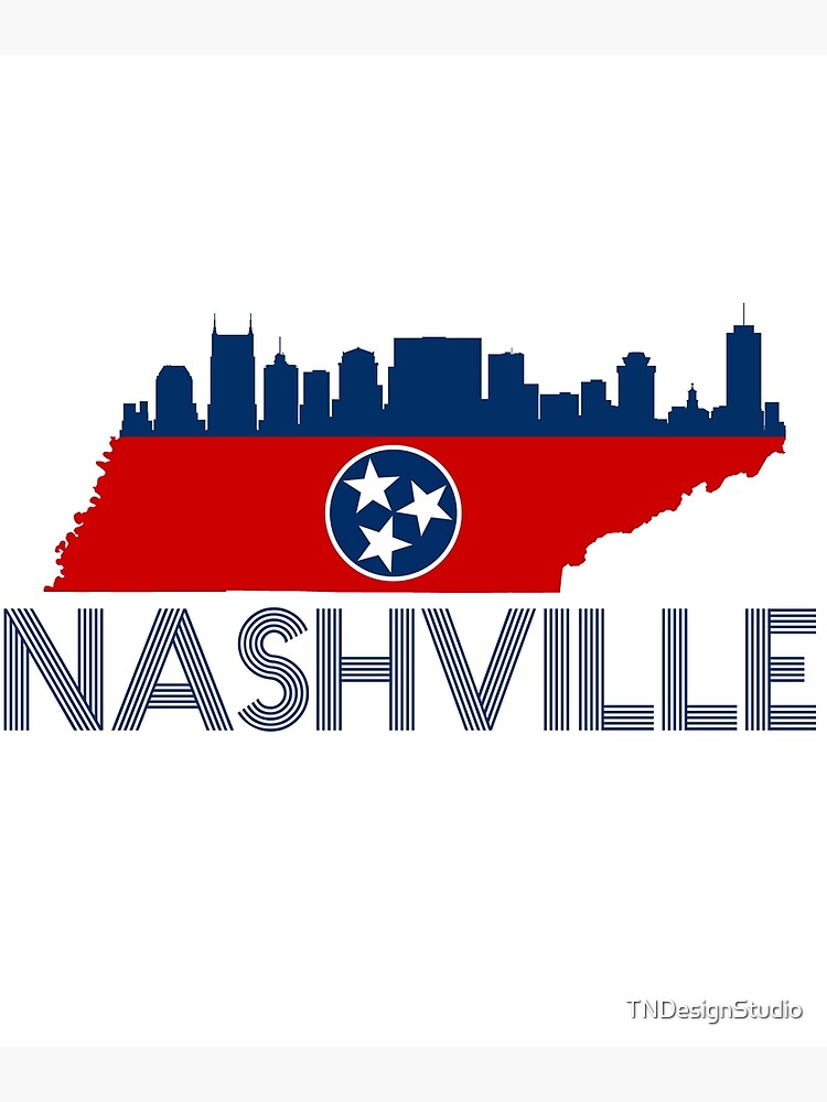 Disover Nashville Tennessee State Skyline Flag Design Premium Matte Vertical Poster
