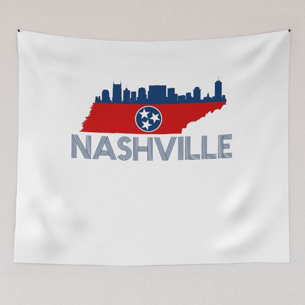 Artikelvorschau, Nashville Tennessee State Skyline Flag Design entworfen und verkauft von TNDesignStudio.