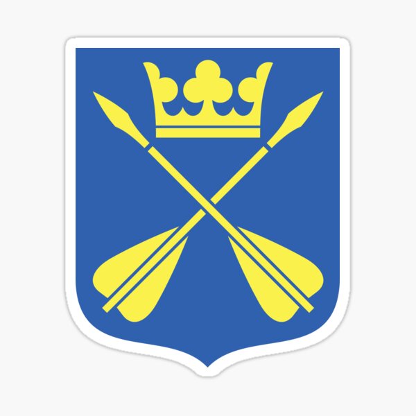 Item preview, Two Crossed Arrows and Crown, the Coat of Arms of Dalarna , Sweden, Yellow Print (Svenska Landskap) designed and sold by Landskapsbutiken .com.