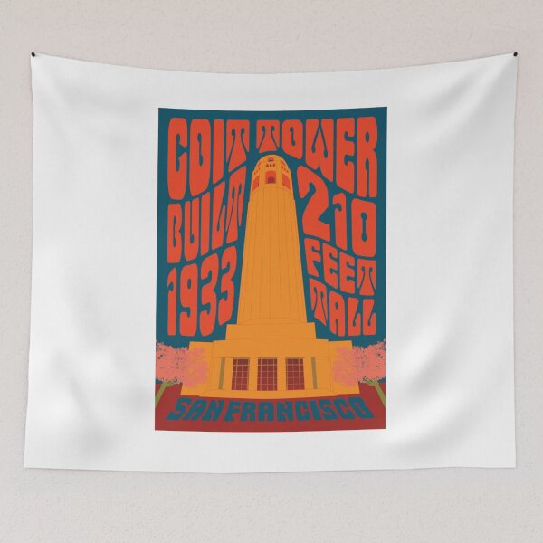Item preview, 1960 S Psychedelic San Francisco Coit Tower 16 - Men's Best Vintage Tee Kids Youth Handmade  designed and sold by Lindsayunique.