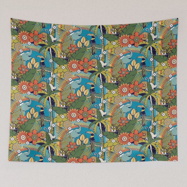 Item preview, Joyful Jungle - Cyan designed and sold by appleyards.