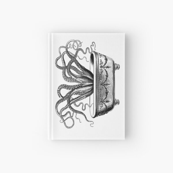 Tentacles in the Tub | Octopus in Bathtub | Vintage Octopus | Black and White |  Hardcover Journal