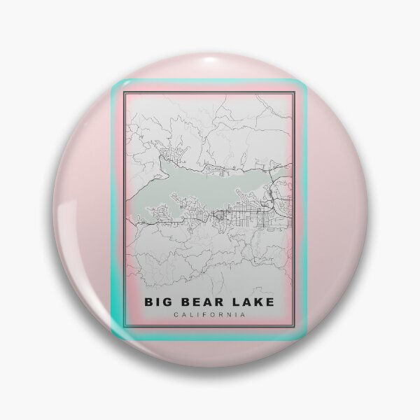 Item preview, Minimalist Pastel Pink Blue Big Bear Lake Map designed and sold by Tamas Das.