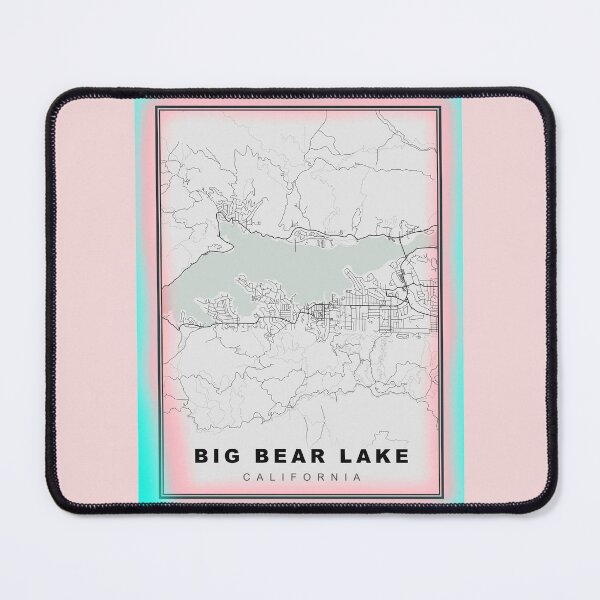 Item preview, Minimalist Pastel Pink Blue Big Bear Lake Map designed and sold by Tamas Das.