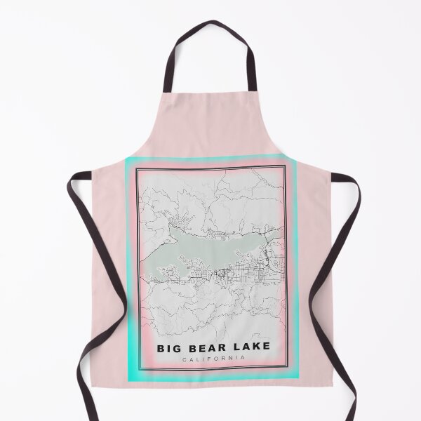 Item preview, Minimalist Pastel Pink Blue Big Bear Lake Map designed and sold by Tamas Das.
