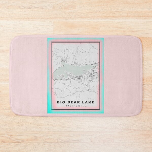 Item preview, Minimalist Pastel Pink Blue Big Bear Lake Map designed and sold by Tamas Das.